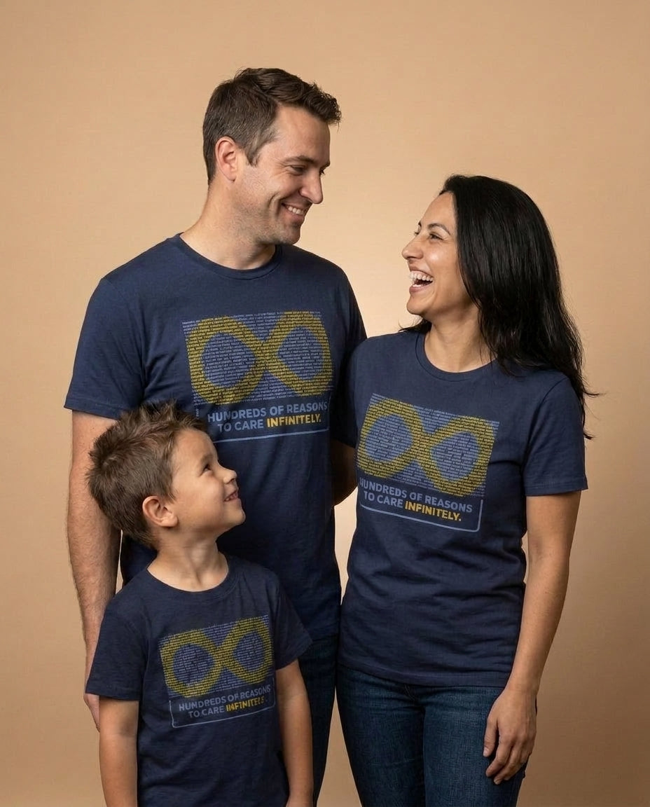 Neurodiversity Inclusion family in navy tees