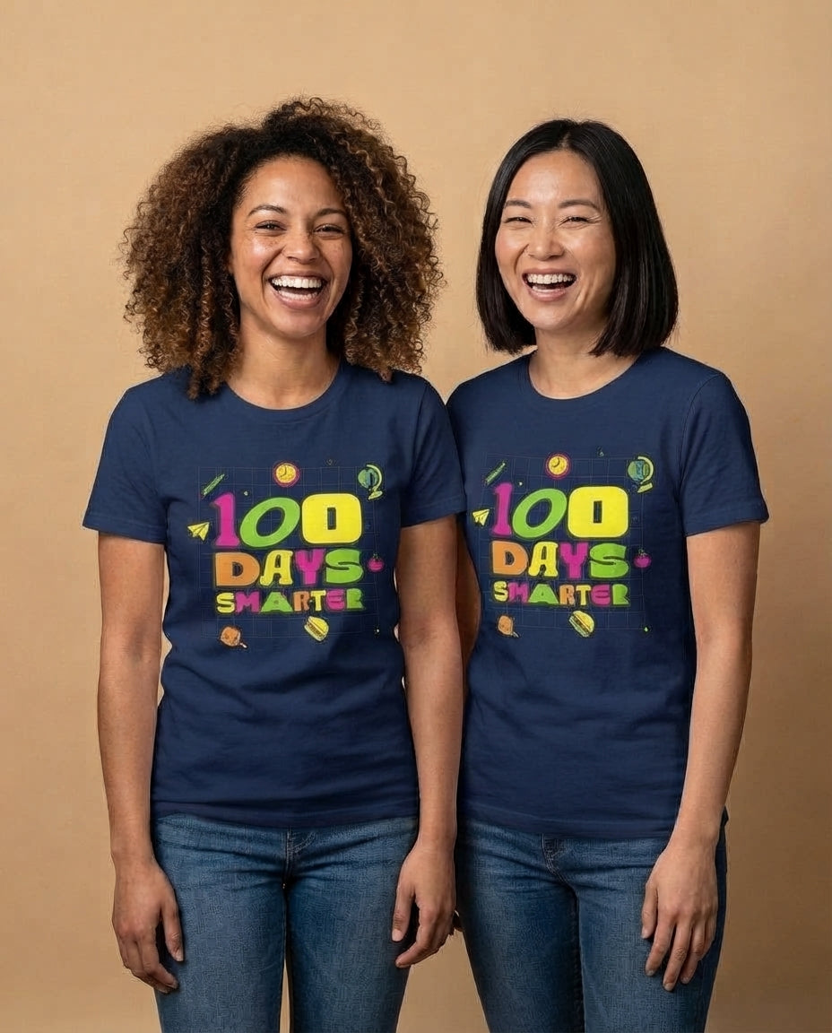 Tee Treat | Curvy Pea (Women's Cut) | 100 Days of School (Navy)