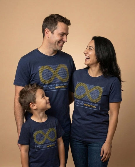 Neurodiversity Inclusion family in navy tees