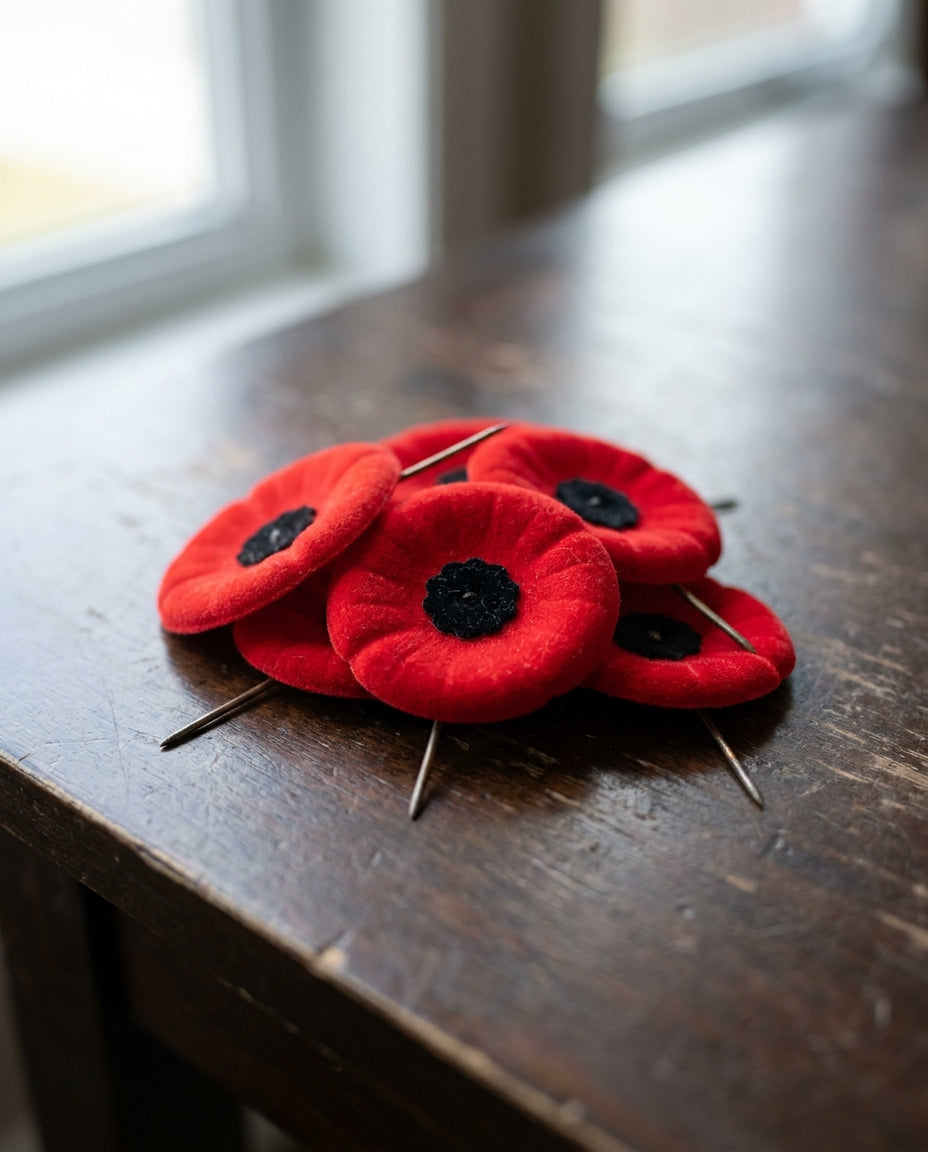 Traditional Remembrance Day poppy pins